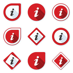 Set of different framed Information button label illustration