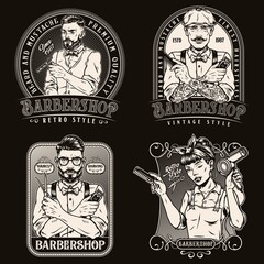 Vintage monochrome barbershop logos