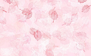 Light Red vector doodle pattern with leaves.