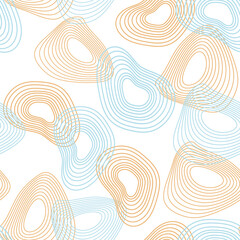 Seamless abstract pattern of dynamic lines and distorted circles. Vector background, wallpaper. Minimalist, elegant concept