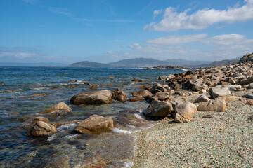 Rocky beach with turquoise water in the north of Spain, in Galicia