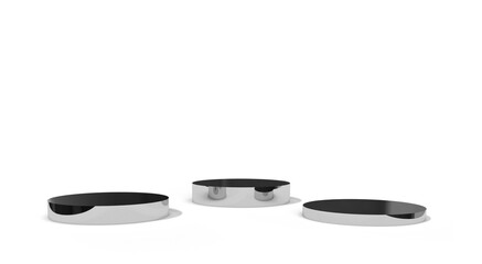 Background 3d blue rendering with silver podium and minimal white scene, minimal product display background 3d rendered geometric shape isolated white.Stage 3d render in technology product platform