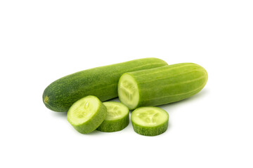 Sliced Cucumber isolated on white background