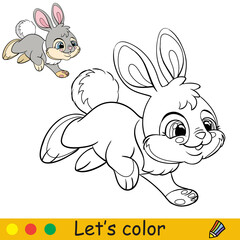 Little rabbit coloring with colorful template vector