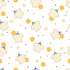 Yellow Polka dots Fun Summer Shirt Vector Graphic Seamless Pattern