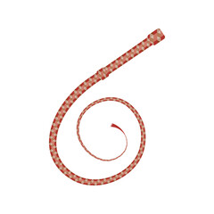 Brown braided leather whip. Vector illustration isolated on white background.