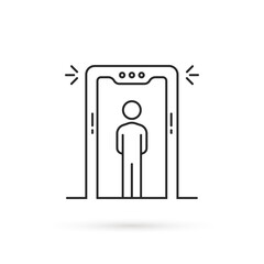 thin line airport security scanner icon