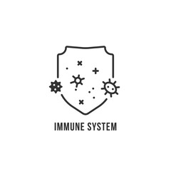 black thin line immune system logo