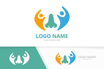 Vector nose and family logo combination. ENT clinic, otolaryngology logotype design template.