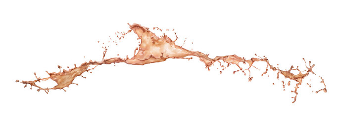Splash of cocoa on a white background.