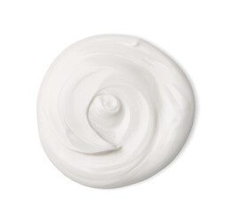 Cream from above on a white background.