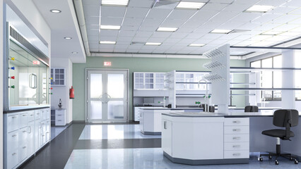 Fototapeta na wymiar Light laboratory interior with equipment. 3d illustration