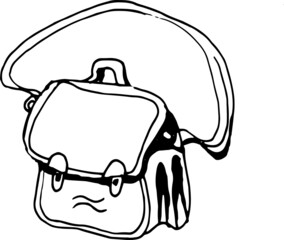 Briefcase suitcase shoulder bag shoulder bag work accessories for study graphic vector illustration doodle sketch print isolated element on white background