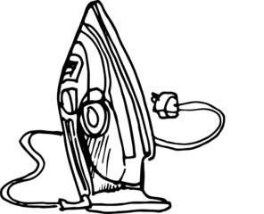 
Iron homework clean linen clothes doodle sketch isolated element on white background vector. Graphic illustration hand-drawn print items for home and everyday life