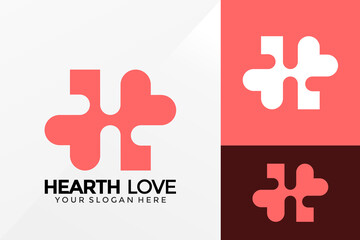 Letter H Hearth Love Logo Design, Brand Identity logos vector, modern logo, Logo Designs Vector Illustration Template