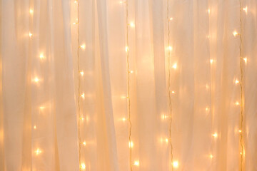 Illuminated yellow LED light curtain.