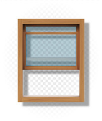 Fototapeta premium Wooden open window. Vector illustration on a transparent background.