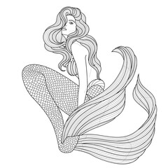 Mermaid.Coloring book antistress for children and adults.