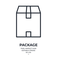 Package editable stroke outline icon isolated on white background flat vector illustration. Pixel perfect. 64 x 64.