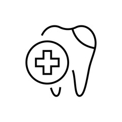 Treatment teeth icon. Dentistry on white background. Editable stroke.