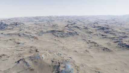 realistic surface of an alien planet, a computer-generated surface