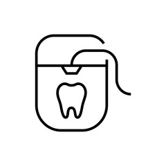 Dental floss icon. Dentistry on white background. Editable stroke.