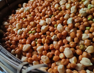 beans and brown grams in a bowl
