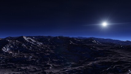 realistic surface of an alien planet, a computer-generated surface