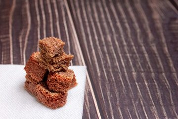 Black bread crackers. Crackers in a hungry time. Hunger.