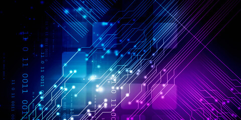 2d illustration Abstract futuristic electronic circuit technology background