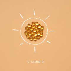 Drawing of the sun from tablets and the inscription: vitamin D.