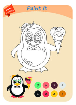 Educational game for children. Color the picture according to the sample