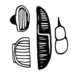 Doodle set accessories for haircuts.Line art drawing.Hand drawn line art vector illustration.