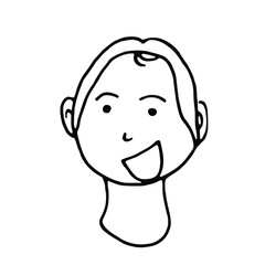 Doodle man face with smile.Line art drawing sketches of man.Hand drawn line art vector illustration.