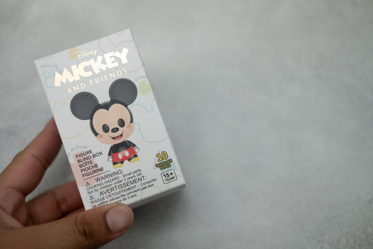 Samut Prakan , Thailand - May 4, 2021 : Hand keep of Mickey Mouse Family Figure Blind Box Collection, New version
