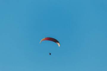 View of the parachute in front of the blue sky at Solang Valley in Manali, Himachal Pradesh, India