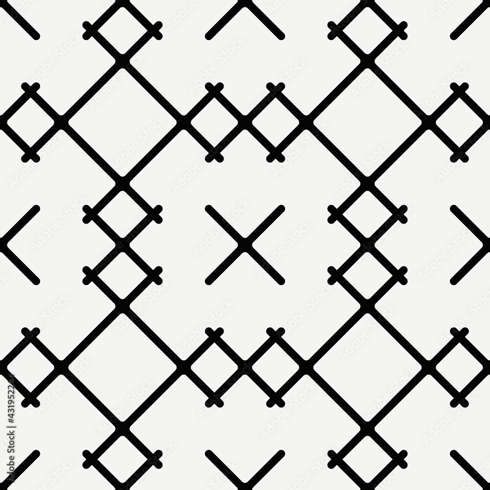 Poster Diagonal crosses lines pattern. Vector seamless ornament.