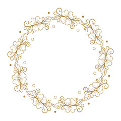Vector round floral wreath. Elegant graphic frame.