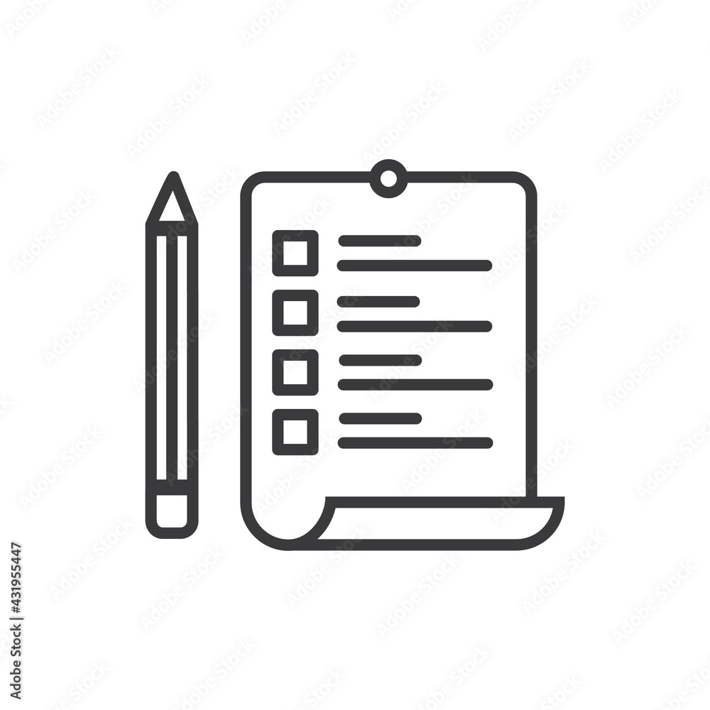 Poster simple contract document icons in line style design on white background.