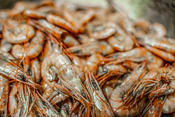 Shrimps in a steel pan