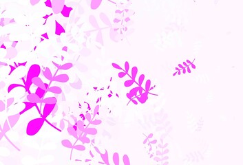 Light Purple, Pink vector doodle layout with leaves.