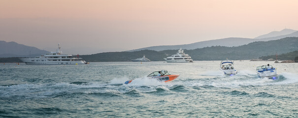 speedboats on the sea sardinia © Kamila