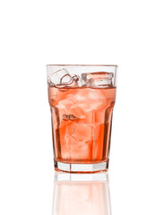 Glass with ice on a white background 
