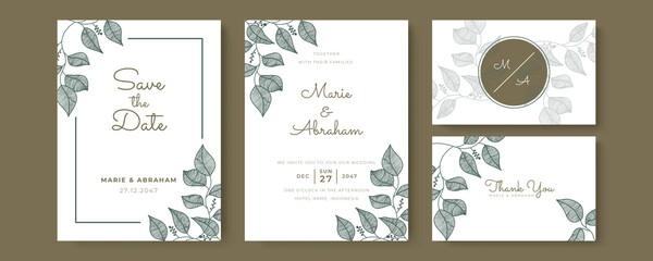 Set of card with flower rose, leaves. Wedding ornament concept. Floral poster, invite. Vector decorative greeting card or invitation design background
