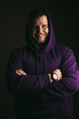 portrait of strong bearded man with one key light