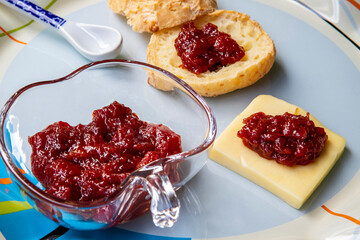 Brazilian cheese bread with guava jam