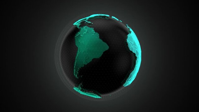 Rotating Globe with Political World Map seamless loop animated background 3D rendering.