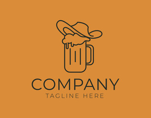 Beer Logo Design Template. beer house, bar, pub, brewery, brewery, tavern, taproom, restaurant Icon Line Art Vector