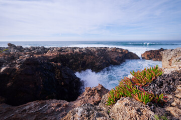 Fototapeta na wymiar Beautiful landscape. Atlantic ocean rock shore, Portugal.