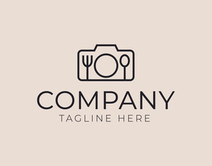 Food Photo Logo Design Template. business, photograph Icon Line Art Vector